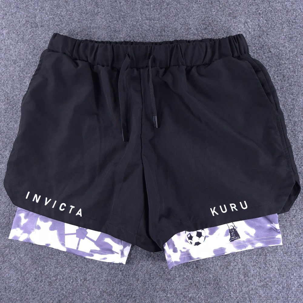 Invicta Men’s Black Layered Athletic Shorts KURU Anime